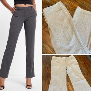 Express Editor Bootcut Dress Pants Women's 8S Gray White Stripe Polyester‎